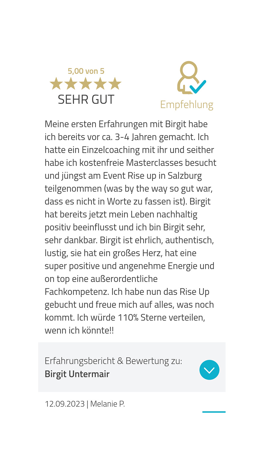 Bewertung für Birgit Untermair