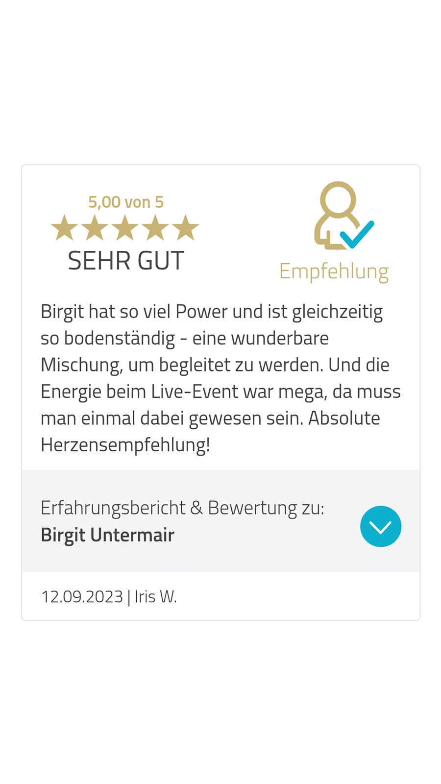 Bewertung für Birgit Untermair