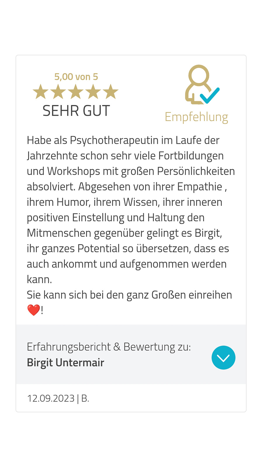 Bewertung für Birgit Untermair